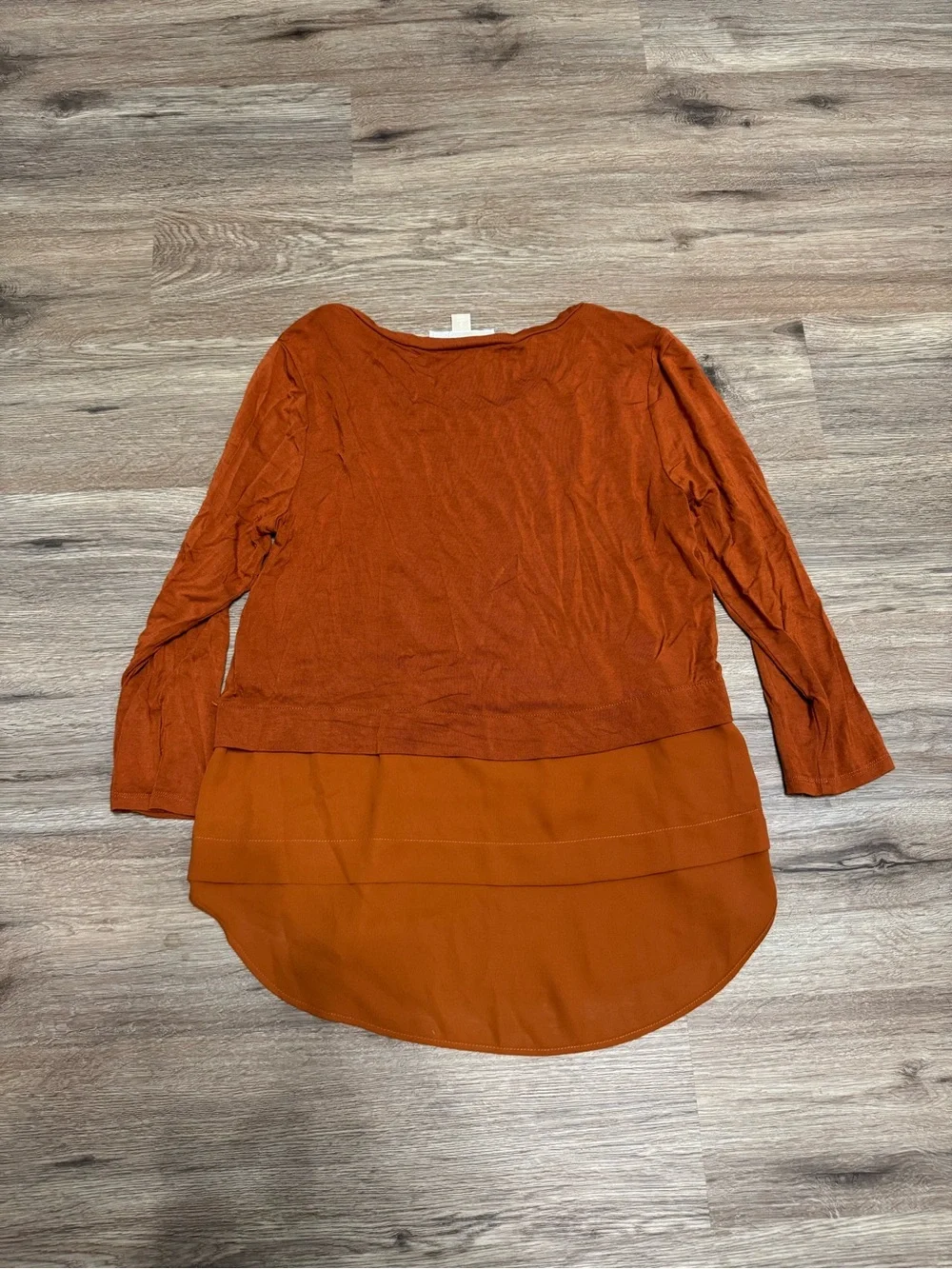 Michael Kors Rust Orange Layered 3/4 Long Sleeve Top
